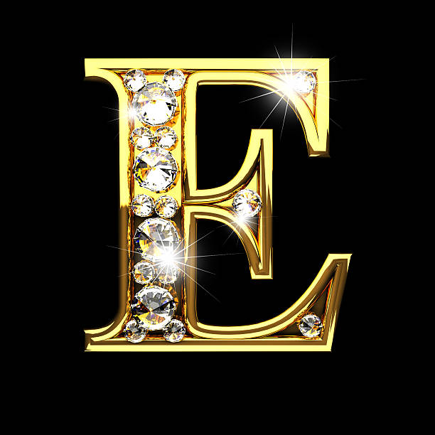 istock e isolated golden letters with diamonds on black 520624032