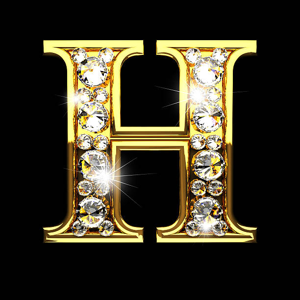 H Isolated Golden Letters With Diamonds On Black Stock Photo - Download  Image Now - Diamond - Gemstone, Letter H, Retro Style - iStock