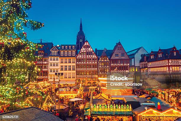 Christmas Market In Frankfurt Stock Photo - Download Image Now - Christmas Market, Frankfurt - Main, Germany