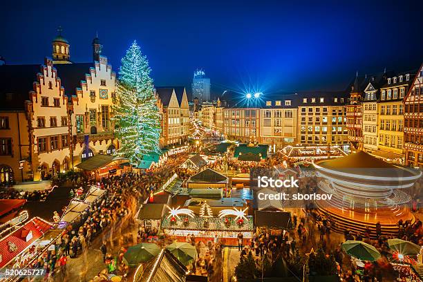 Christmas Market In Frankfurt Stock Photo - Download Image Now - Christmas Market, Christmas, Germany