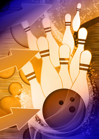 Bowling sport invitation advert background with empty space