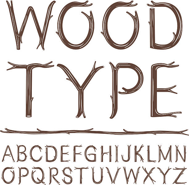 ilustraciones, imágenes clip art, dibujos animados e iconos de stock de tipo de madera - text wood alphabet nature
