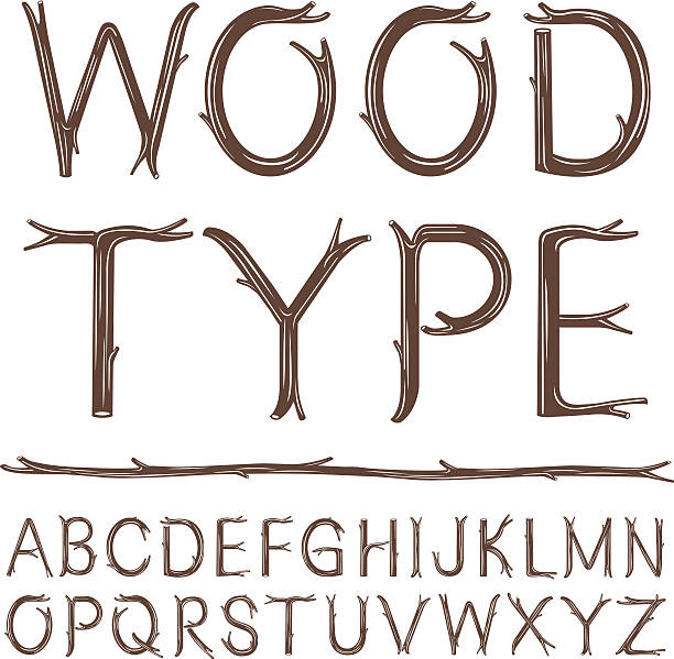 illustrations, cliparts, dessins animés et icônes de type de bois - text wood alphabet nature