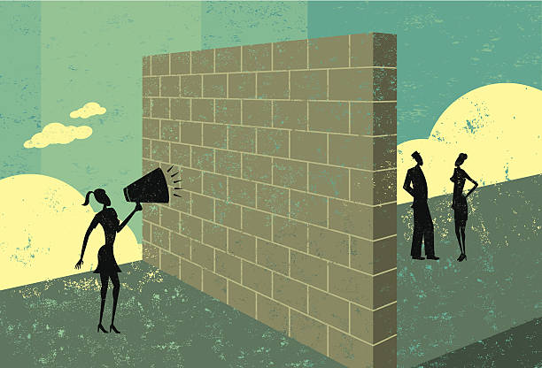 krzyczy na brickwall - marketing conquering adversity boundary customer stock illustrations