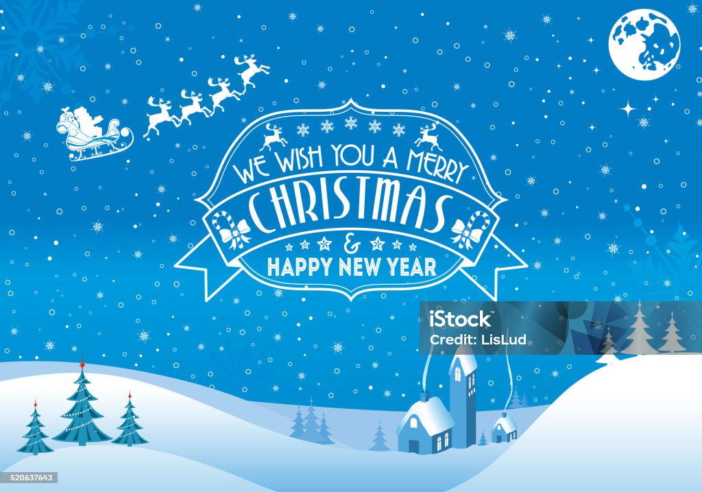 Christmas background Christmas background with Retro Frame, Tree, Santa, House. Vector Template for Cover, Flyer, Brochure. Backgrounds stock vector