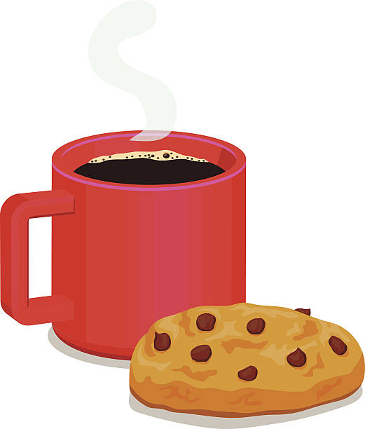 illustrazioni stock, clip art, cartoni animati e icone di tendenza di tazza di caffè e biscotti - hot chocolate coffee isolated on white cup