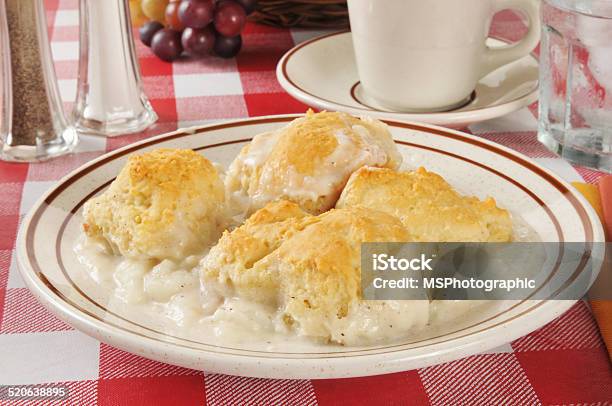 Chicken And Biscuits Stock Photo - Download Image Now - Biscuit - Quick Bread, Gravy, Chicken Meat