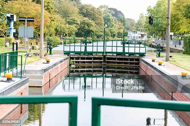 Canal Lock Lock Stock Photo - Download Image Now - Architecture, Barge, Blue