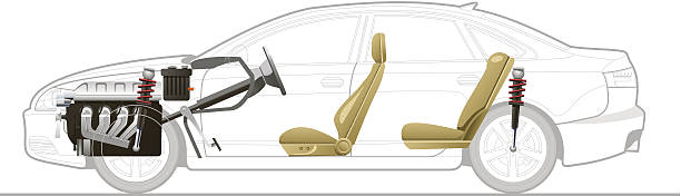 ilustrações, clipart, desenhos animados e ícones de corte de car - shock absorber car brake motor vehicle