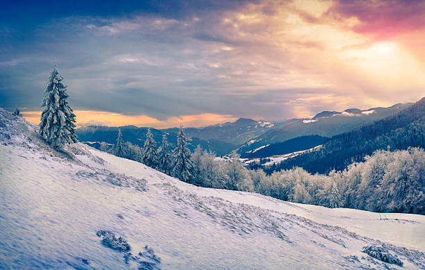 istock Beautiful winter sunrise in the mountains. 520641337