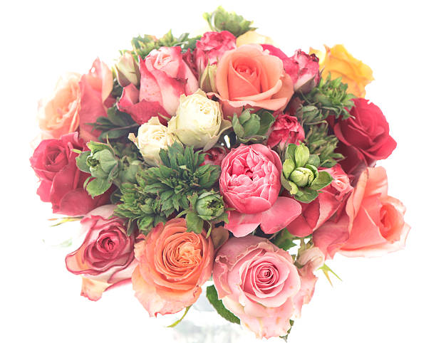 istock bouquet of colorful assorted roses on white background 520641553