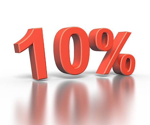 istock Three dimentional rendering of ten percent symbol 520641865