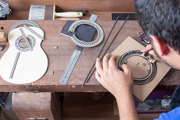 luthier i rozetka - ruler wood measuring instrument of measurement zdjęcia i obrazy z banku zdjęć