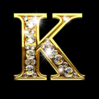 K Isolated Golden Letters With Diamonds On Black Stock Photo - Download ...