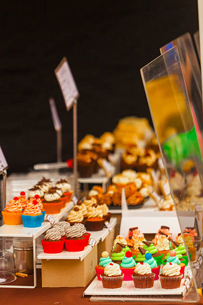 istock Cupcake stall at the markets 520646588