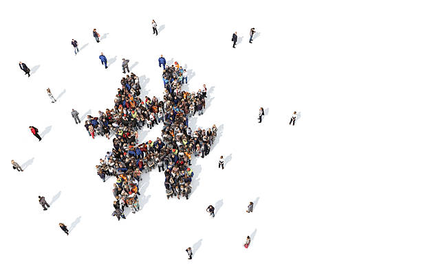 istock Group of people forming a hashtag symbol 520648278