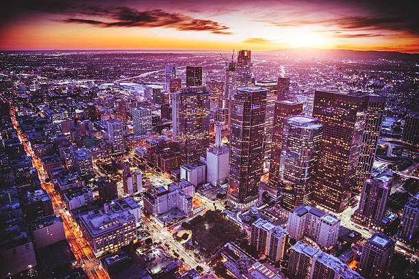istock Los Angeles aerial view skyline 520648548