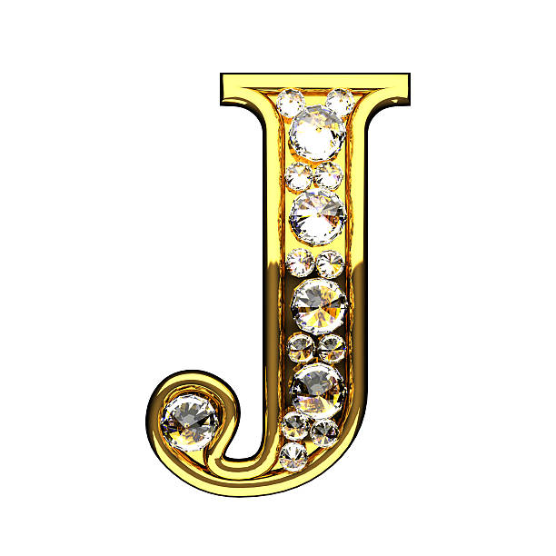 j isolated golden letters with diamonds on white j isolated golden letters with diamonds on white crystal letter j stock pictures, royalty-free photos & images