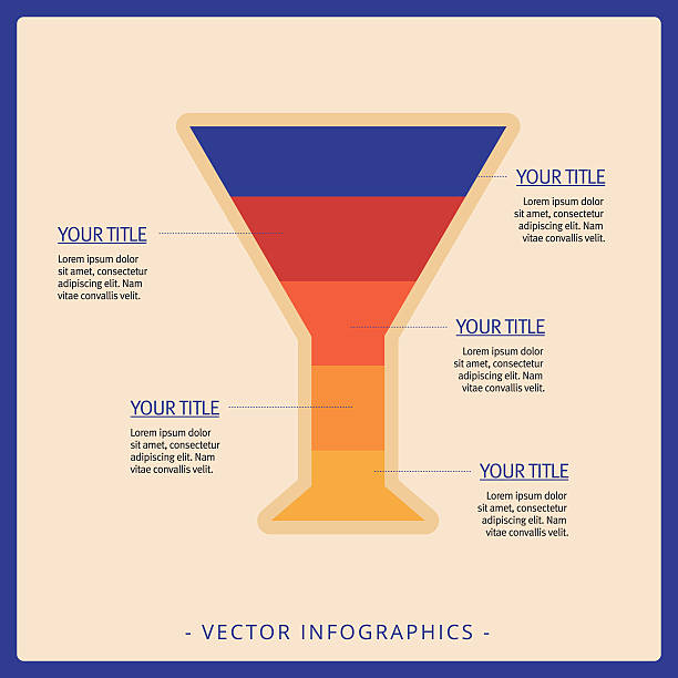 коктейль стекла шаблон диаграммы - infographic part of symbol cocktail stock illustrations