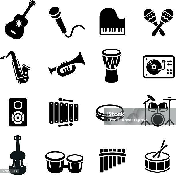 Musikinstrumentesymbole Stock Vektor Art und mehr Bilder von Icon - Icon, Musikinstrument, Musik
