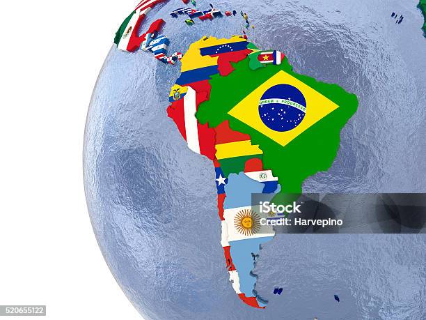 Political South America Map Stock Photo - Download Image Now - Latin America, Map, Flag