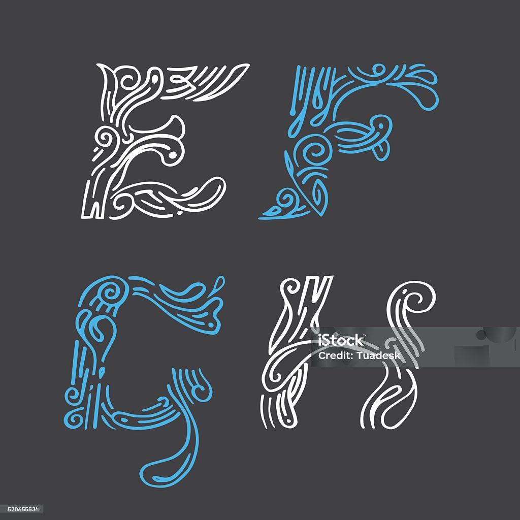 Patterned Lettering Lettering Set Designhand Drawn Stock Illustration - Download Image Now ...