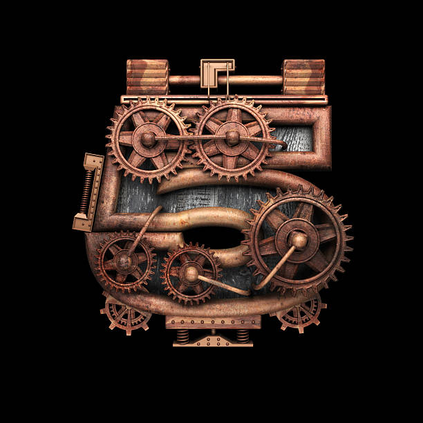 istock 5 isolated rusted letter with gears on black 520656952