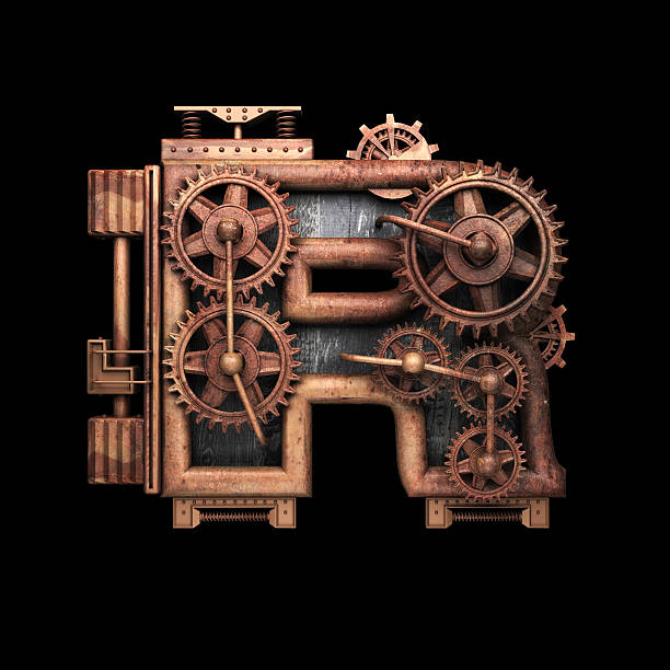 istock r isolated rusted letter with gears on black 520657592