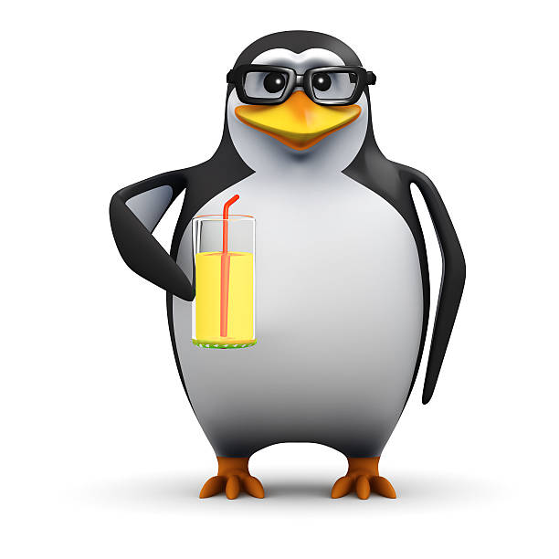 istock 3d Penguin relaxes at the party with a refreshing drink 520659023