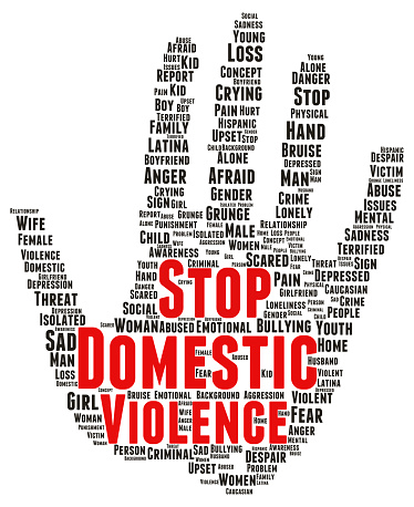 Stop domestic violence word cloud shape concept