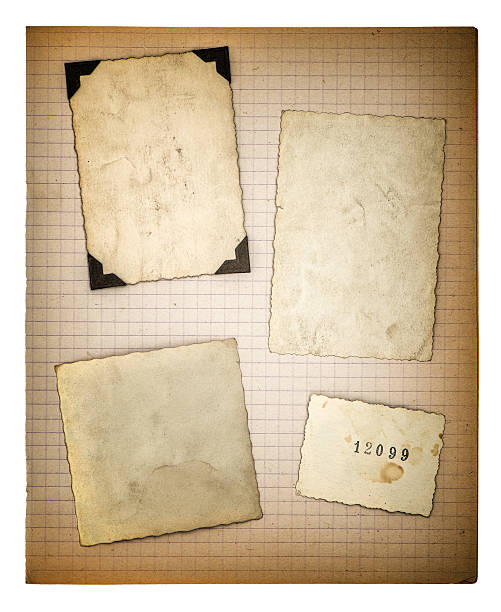 istock old photo frames and mathe book page. aged paper 520659741