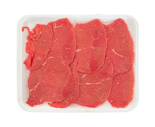 istock Beef eye round steak on foam tray 520660675