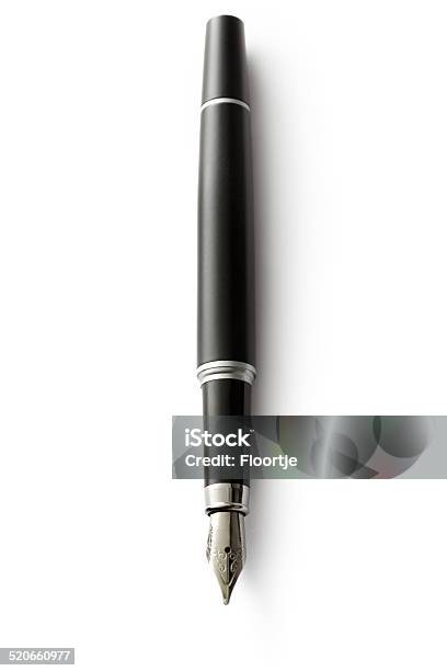 Office Fountain Pen Stock Photo - Download Image Now - Fountain Pen, White Background, Pen