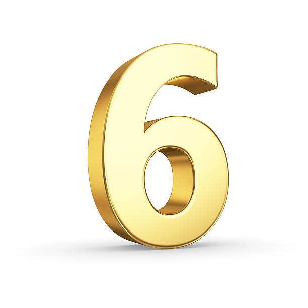 istock Golden number six on white 520661493