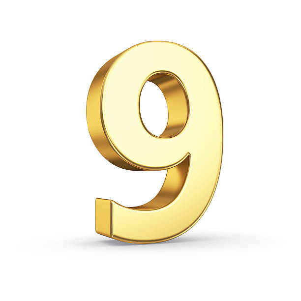 istock Golden number nine on white 520661501