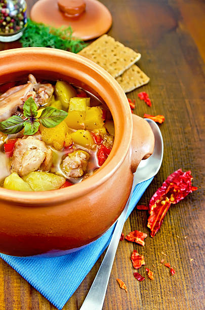 istock Roast chicken in a clay pot on napkin 520662703
