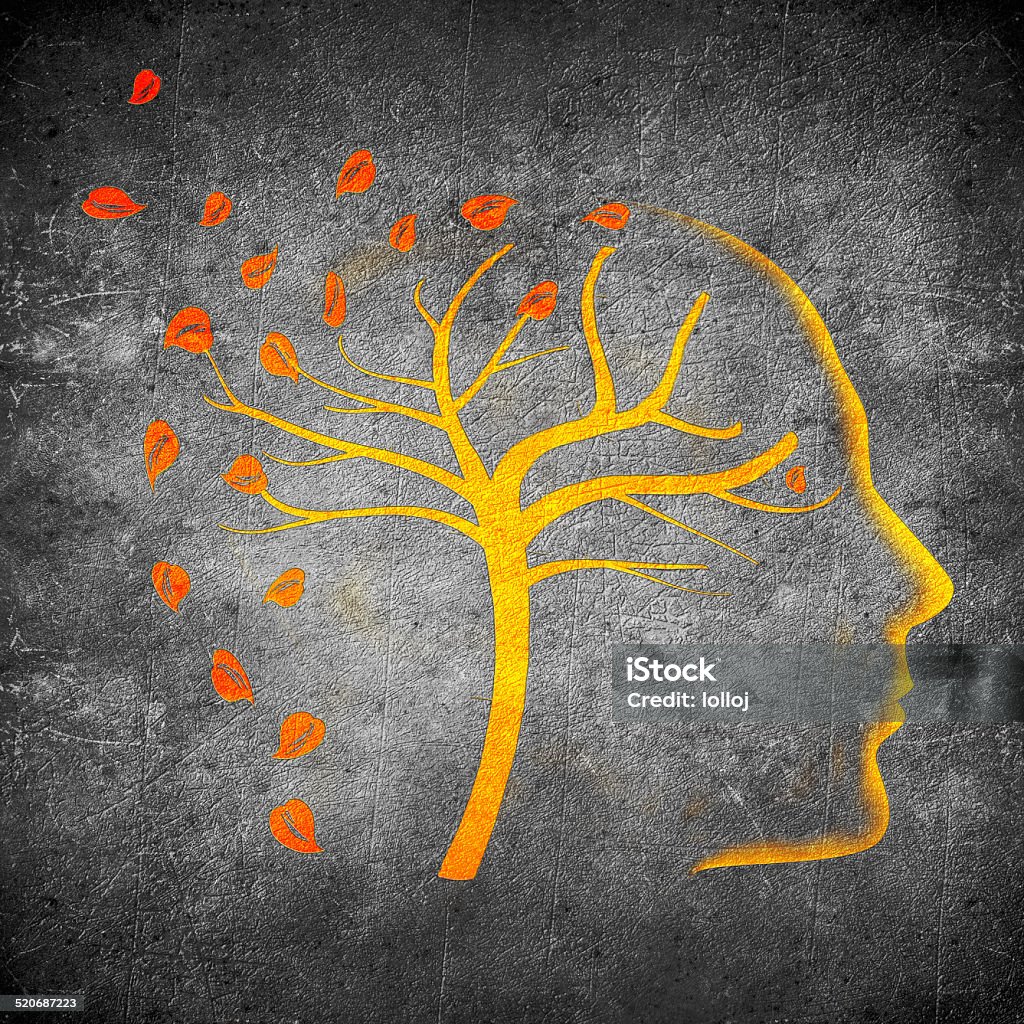 times go by concept digital illustration orange on black Alzheimer's Disease Stock Photo
