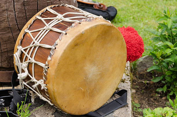 istock leather drum with African motifs outdoor 520688283