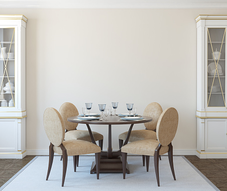 Modern dining-room interior.3d render.