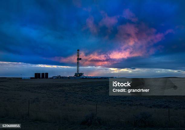 Fracking Drill Rig At Sunset Stock Photo - Download Image Now - Crude Oil, Texas, Gasoline