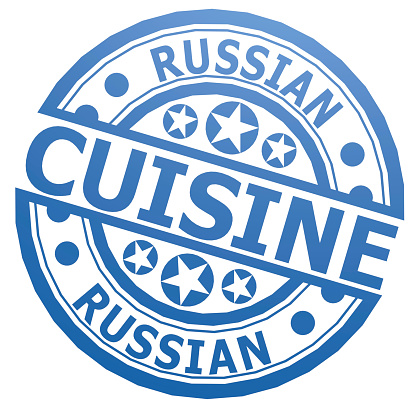 Russian cuisine stamp image with hi-res rendered artwork that could be used for any graphic design.