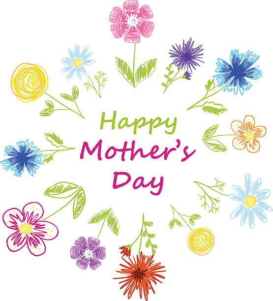 illustrazioni stock, clip art, cartoni animati e icone di tendenza di felice festa della mamma testo - mothers day frame flower single flower