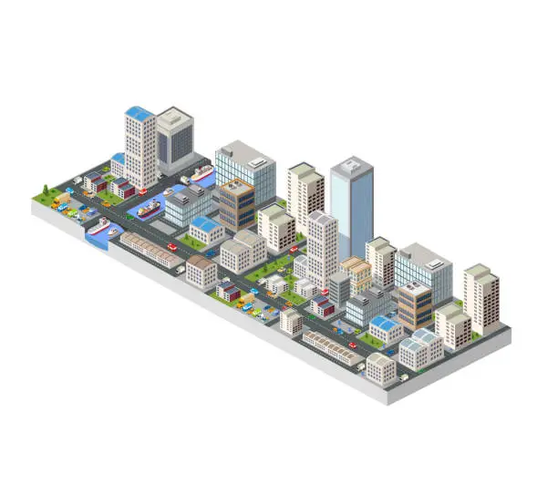 Vector illustration of Large isometric city