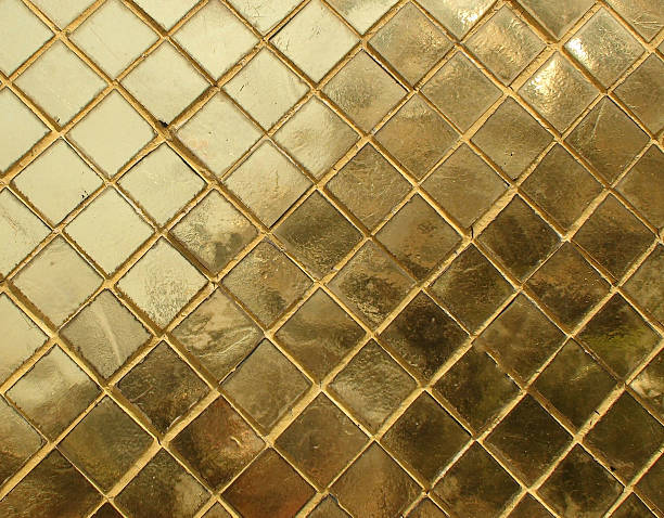 istock Gold Tile Mosaic Background At Thai Buddhist Temple 520703686