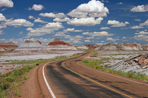 Road Through Teepee Rock Formations - Painted Desert National Park, Arizona