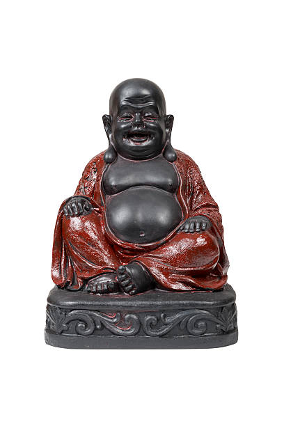 sorridente statua del buddha - buddha laughing guru smiling foto e immagini stock