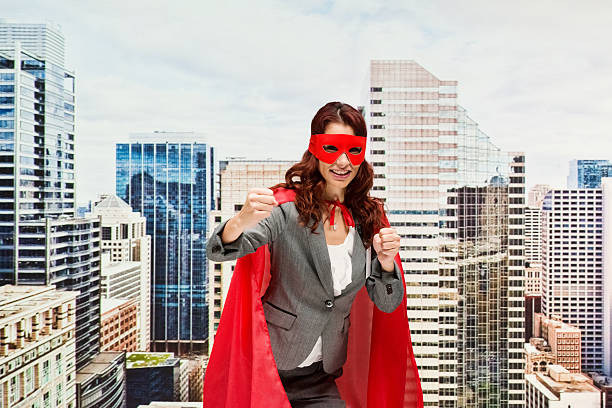 istock Smiling superhero in outdoors and fighting 520704530