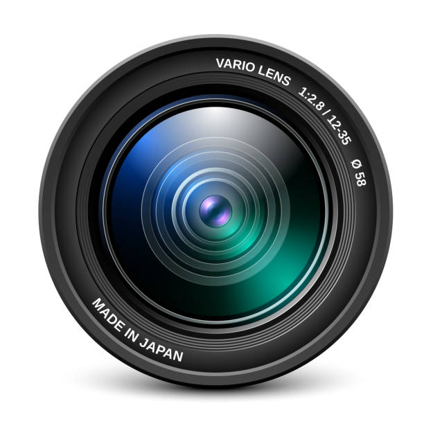 ilustrações de stock, clip art, desenhos animados e ícones de lente de câmera isolado em fundo branco - lens camera aperture isolated