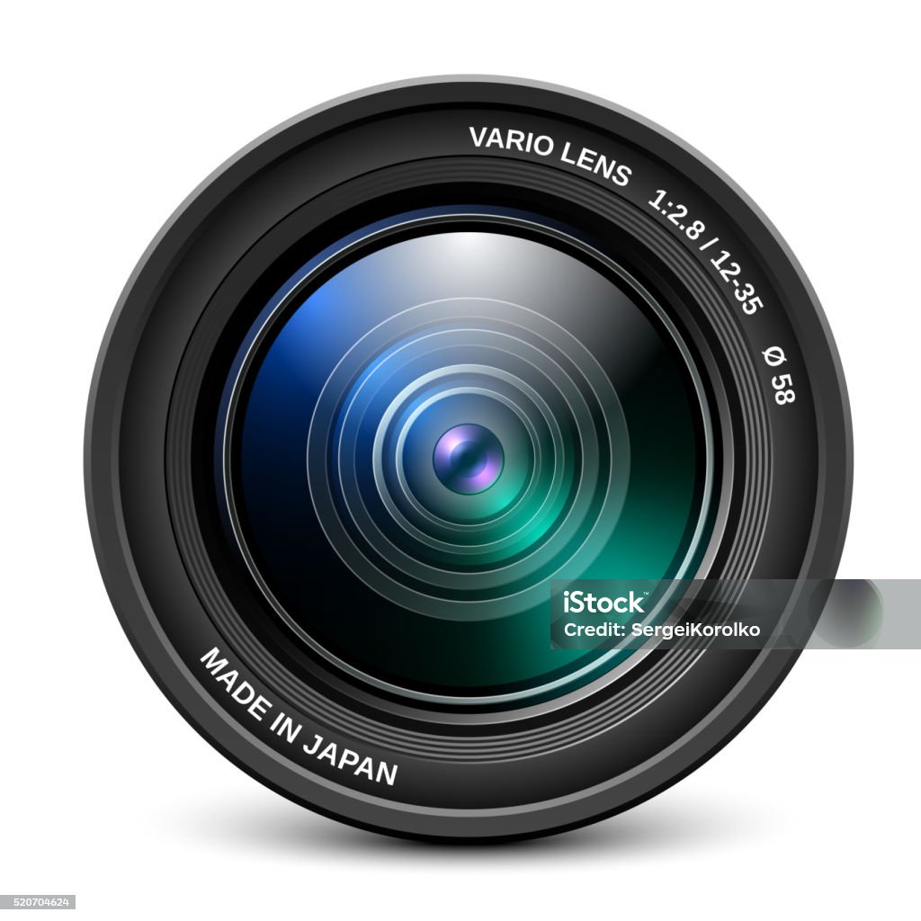 Camera lens isolated on white background Camera lens isolated on white background, vector illustration Camera - Photographic Equipment stock vector