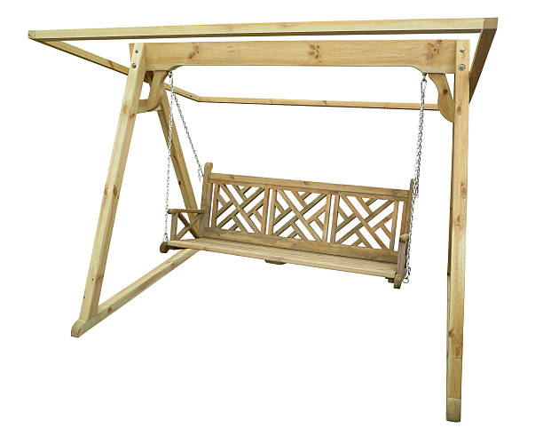 istock Brown wooden garden swing isolated over white background 520704714